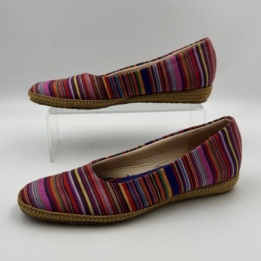 Marino Espadrille Flats Womens 7.5 SS Multi Color Striped Boho Summer Shoes‎